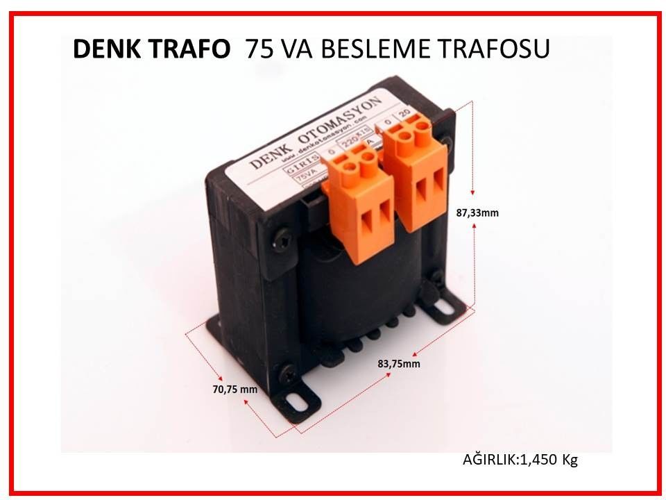 75VA Tek Faz Trafo