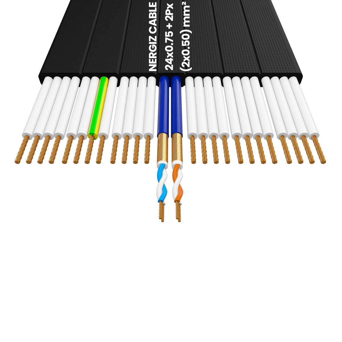 24x1 + 2Px(2x0.50) mm2 Örgülü Standart Yassı Kablo