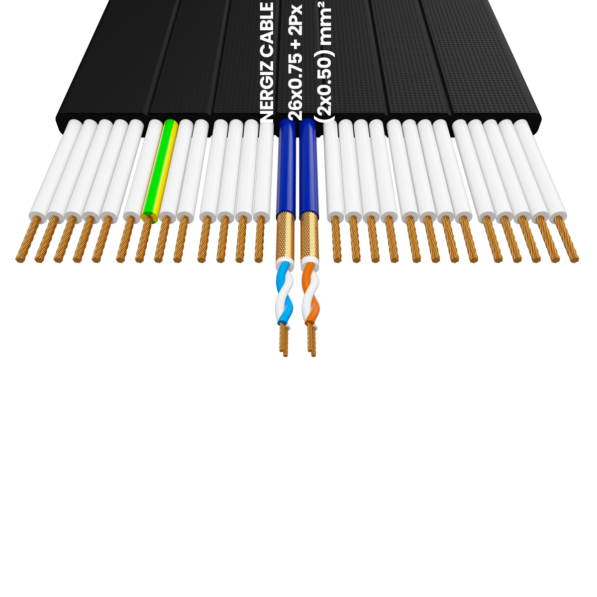 26x1 + 2Px(2x0.50) mm2 Örgülü Standart Yassı Kablo