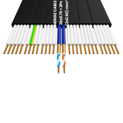 26x1 + 2Px(2x0.50) mm2 Örgülü Standart Yassı Kablo