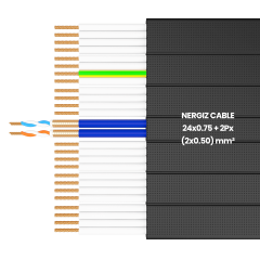 24x0.75 + 2Px(2x0.22) mm2 Folyolu Standart Yassı Kablo
