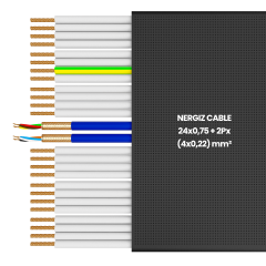 24x0.75 + 2Px(4x0.22) mm2 Folyolu Standart Yassı Kablo