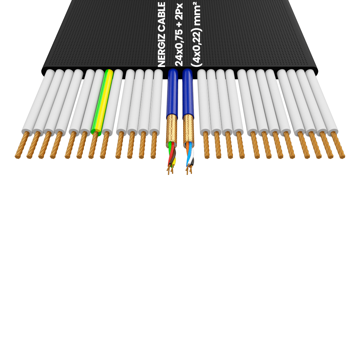 24x0.75 + 2Px(4x0.22) mm2 Folyolu Standart Yassı Kablo