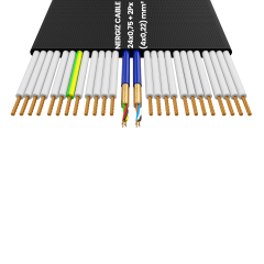 24x0.75 + 2Px(4x0.22) mm2 Folyolu Standart Yassı Kablo