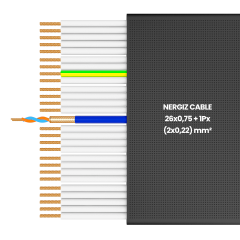 26x0.75 + 1Px(2x0.22) mm2 Folyolu Standart Yassı Kablo