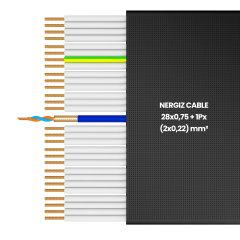 28x0.75 + 1Px(2x0.22) mm2 Folyolu Standart Yassı Kablo