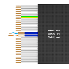 28x0.75 + 2Px(2x0.22) mm2 Folyolu Standart Yassı Kablo
