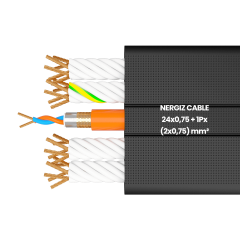 24x0.75 + 1Px(2x0.75) mm2 Bükümlü Örgülü Yassı Kablo