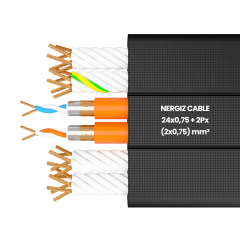 24x0.75 + 2Px(2x0.75) mm2 Bükümlü Örgülü Yassı Kablo