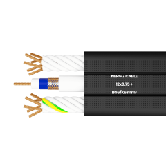 12x0.75mm2 + RG6 Koaksiyel Kablolu Yassı Kablo