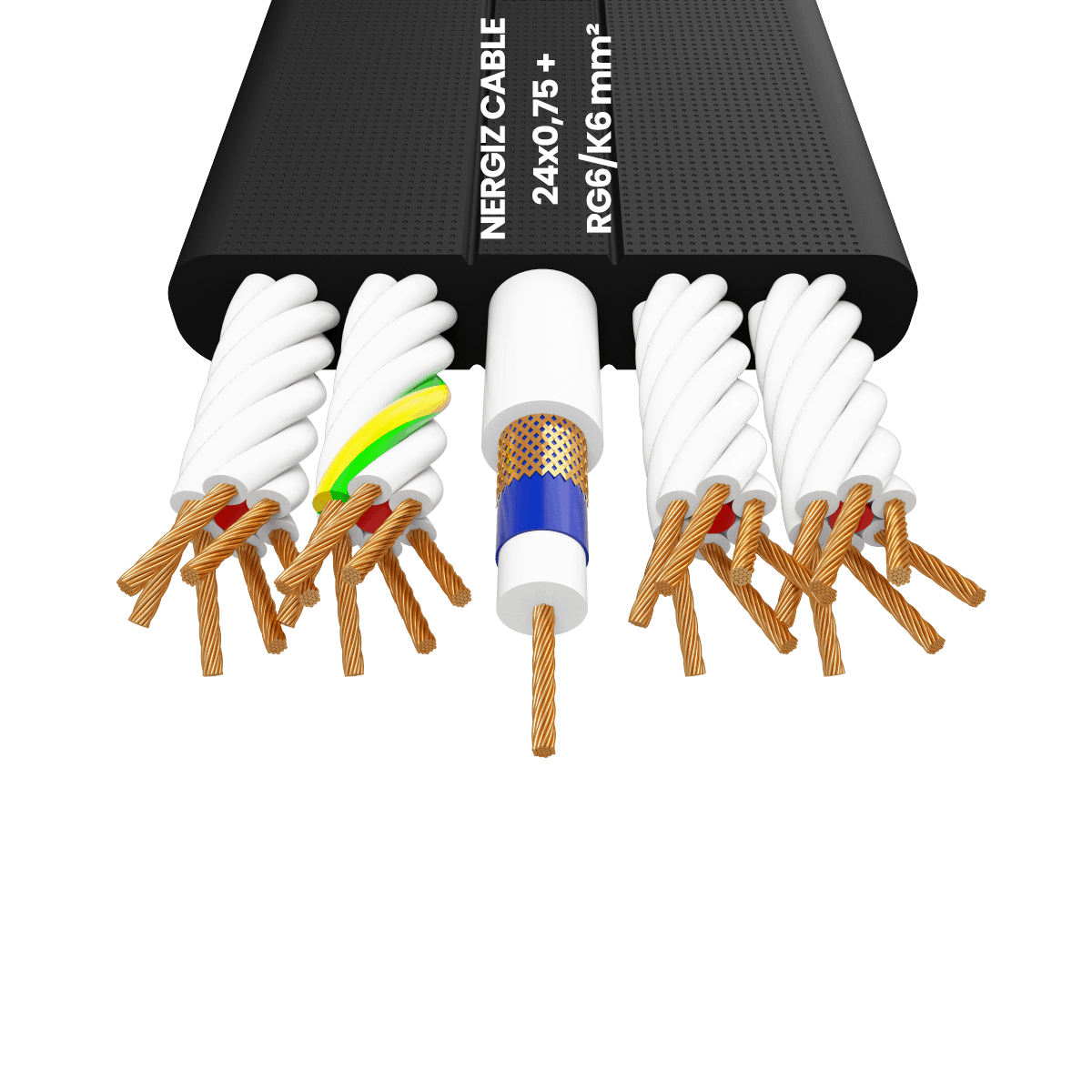 24x0.75mm2 + RG6 Koaksiyel Kablolu Yassı Kablo