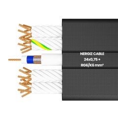 24x0.75mm2 + RG6 Koaksiyel Kablolu Yassı Kablo