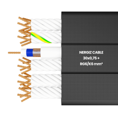 30x0.75mm2 + RG6 Koaksiyel Kablolu Yassı Kablo