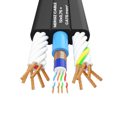 12x0.75mm2 + CAT6 Data Kablolu Yassı Kablo