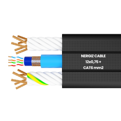 12x0.75mm2 + CAT6 Data Kablolu Yassı Kablo