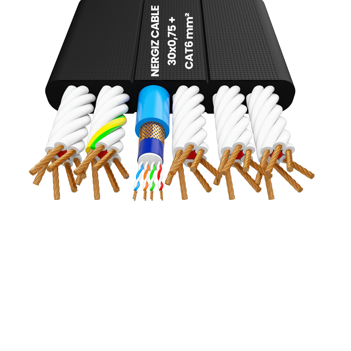 30x0.75mm2 + CAT6 Data Kablolu Yassı Kablo