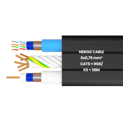 6x0.75mm2 + CAT6 + RG6 Özel Tasarım Data & Koaksiyel Kablo