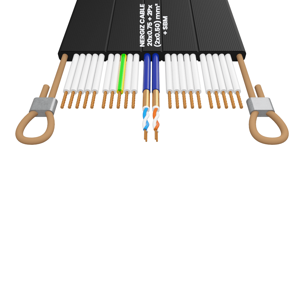 20x1 + 2Px(2x0.50) mm2 + ÇH Halatlı Bükümlü Seri Haberleşmeli Yassı Kablo