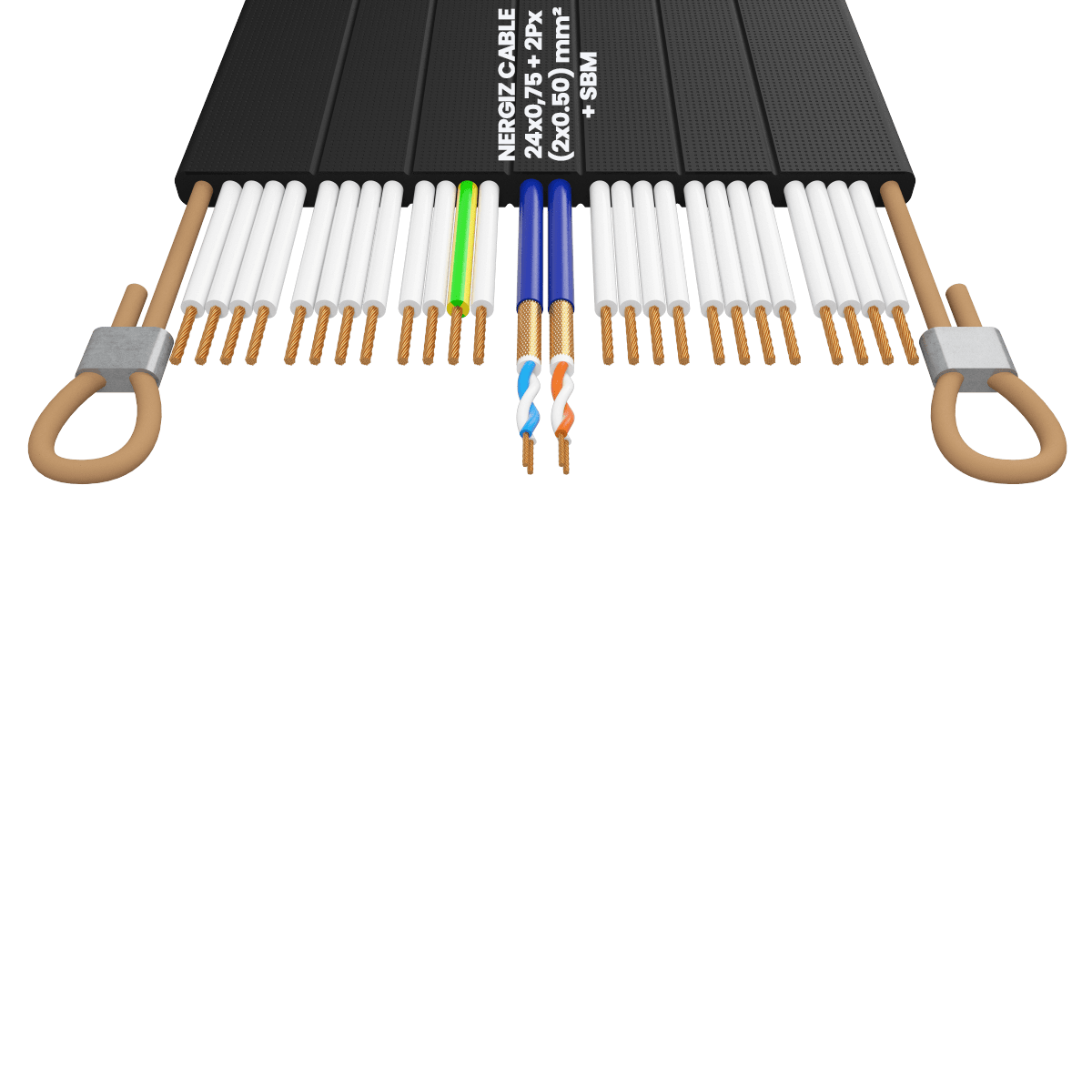 24x1 + 2Px(2x0.50) mm2 + ÇH Halatlı Bükümlü Seri Haberleşmeli Yassı Kablo