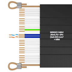 26x0.75 + 2Px(2x0.50) mm2 + ÇH Halatlı Bükümlü Seri Haberleşmeli Yassı Kablo