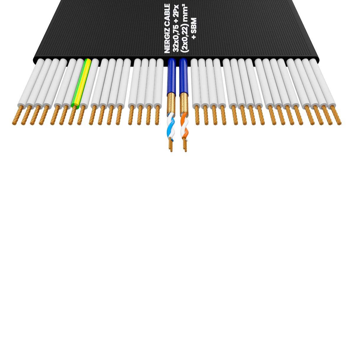 32x0.75 + 2Px(2x0.22) mm2 Halatlı Folyolu Seri Haberleşmeli Yassı Kablo