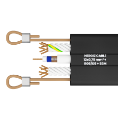 12x0.750mm2 + RG6 + ÇH Halatlı Koaksiyel Kablolu Seri Haberleşmeli Yassı Kablo