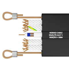 24x0.750mm2 + RG6 + ÇH Halatlı Koaksiyel Kablolu Seri Haberleşmeli Yassı Kablo