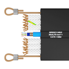 36x0.75mm2 + CAT6 + ÇH Halatlı Data Kablolu Seri Haberleşmeli Yassı Kablo