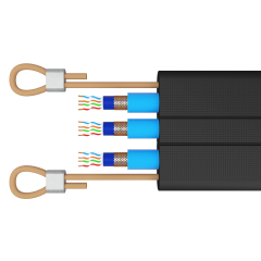 3xCAT6 + ÇH Halatlı Özel Tasarım Data&Koaksiyel Seri Haberleşmeli Yassı Kablo