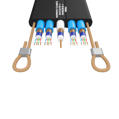 4xCAT6 + RG6 + ÇH Halatlı Özel Tasarım Data&Koaksiyel Seri Haberleşmeli Yassı Kablo